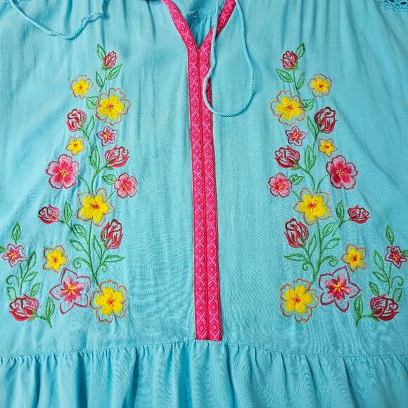 The Pioneer Woman Sz XXL Embroirered BOHO Festival Lace Ruffle Peplum Blouse - Picture 4 of 12